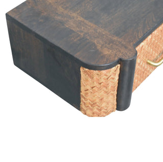 Sunvega Handcrafted Brown Mango Wood Floating Rattan Wall-Mounted Drawer