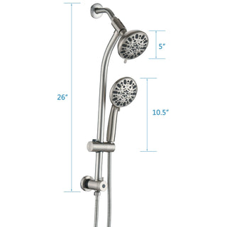 Sunvega No-Tool Installation 5 Inch Rain Shower & 7-Spray Handheld Combo with Slide Bar
