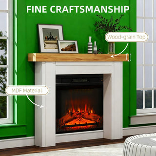 Sunvega Freestanding Fireplace Mantel with Baroque Design and Storage Columns