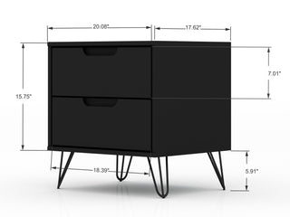Sunvega Mid-Century Modern Nightstand with Spacious Drawers and Metal Legs
