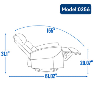 Sunvega Manual Recliner Chair with 360 Degree Swivel and Rocking Function in Grey Fabric