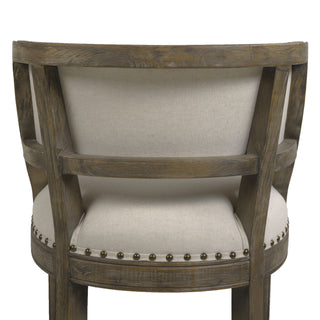 Sunvega Farmhouse Counter Height Bar Stool with Backrest in Light Beige Linen