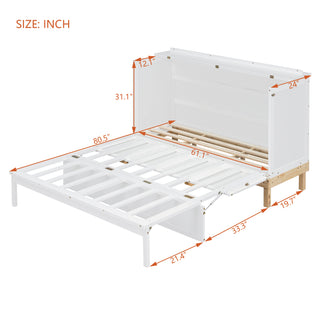 Sunvega Espresso Full Size Murphy Bed with USB Port and Large Drawer for Space Saving