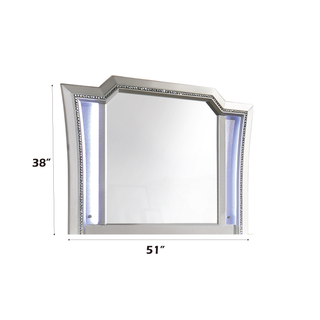 Sunvega Champagne Finish Nightstand with Crystal Accents and Felt-Lined Drawers