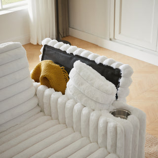 Sunvega Light Grey Corduroy Sofa Bed with Pull Out Bed and USB Charging