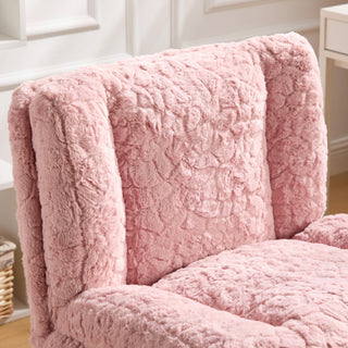 Sunvega Plush Faux Alpaca Fabric Double Cushion Wide 26.4 Inch Office Chair