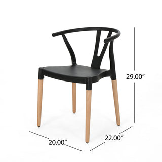 Sunvega Modern Polypropylene Dining Chair Set with Tapered Beech Wood Legs