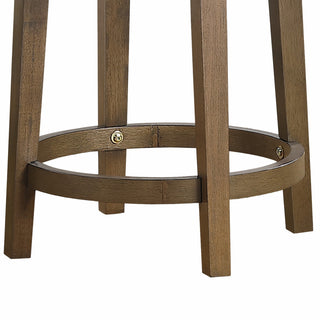 Sunvega Set of Two Gray Faux Leather Swivel Counter Stools with Wood Base