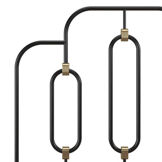 Sunvega Vintage Whimsical Metal Bed with Gold Detailing and Adjustable Base Height