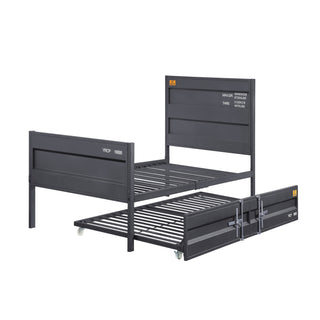 Sunvega Gunmetal Cargo Container Themed Full Platform Bed with Panel Headboard