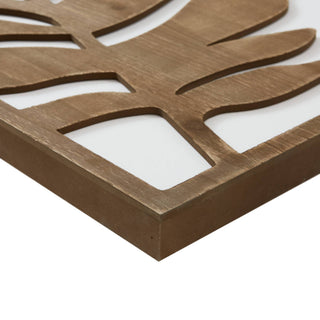 Sunvega Monstera Leaf Design Two-Tone Wood Wall Art Panel Set of 2