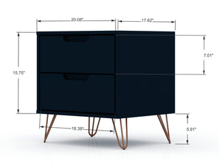 Sunvega Mid-Century Modern Nightstand with Spacious Drawers and Metal Legs