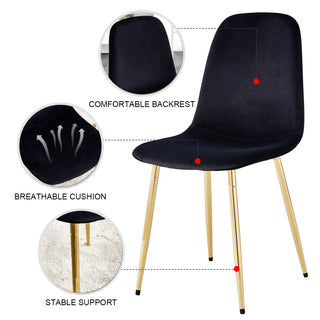 Sunvega Modern Medieval Style Dining Chairs with Velvet Cushions and Golden Metal Legs