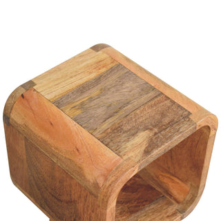 Sunvega Ultra-Compact Solid Mango Wood Minimalist Oak-ish Bedside Table