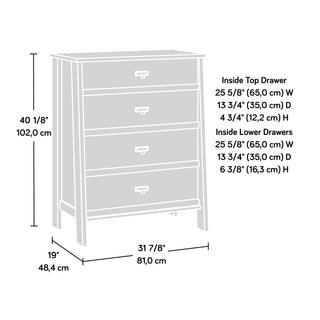 Sunvega Four Drawer Chest with Brown Finish and Spacious Storage