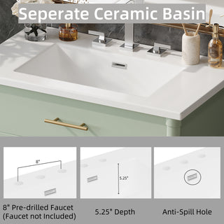 Sunvega 30 Inches Bathroom Vanity with Sink and Soft Close Doors