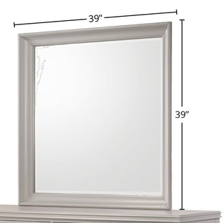 Sunvega Sand Colored Beveled Glass Poster Mirror with Metal Accents