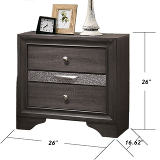 Sunvega Modern Black Nightstand with Hidden Jewelry Drawer and Nickel Knob