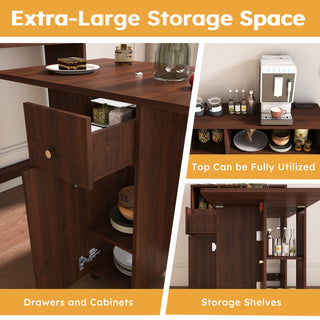 Sunvega Multifunctional Folding Dining Table with Wall-Mounted Sideboard and Storage