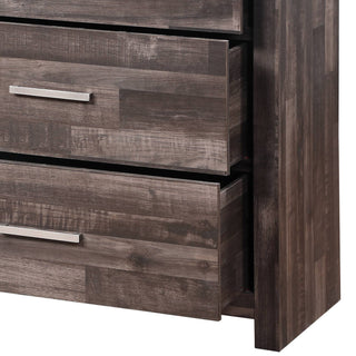Sunvega Dark Cherry Finish Wooden Dresser with Six Spacious Drawers for Bedroom