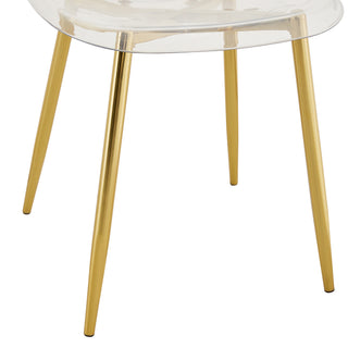 Sunvega Modern Minimalist Transparent PET Plastic Dining Chair with Gold Plated Legs