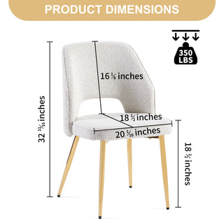 Sunvega Modern Gray Velvet Dining Chairs with Hollow Back and Gold Metal Legs Set of 4