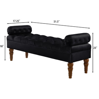 Sunvega Upholstered Tufted Velvet Bench with Wooden Legs for Bedroom or Living Room