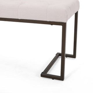 Sunvega Upholstered Button Tufted Ottoman Bench with Polished Metal Legs