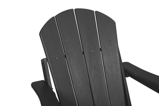 Sunvega Folding Adirondack Chair Set with Wood Texture and Side Table in Navy Blue