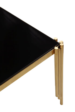 Sunvega Modern Dining Table with Tempered Glass Top and Golden Metal Frame