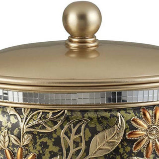 Sunvega 9 Inch Chrysanthemum Resin Jewelry Box with Filigree Base and Knob Lid