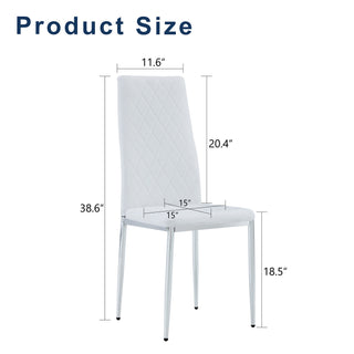 Sunvega Modern Minimalist Dining Chairs Set of 4 with PU Seat and Silver Metal Legs