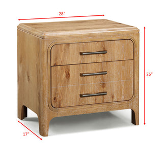 Sunvega Natural Wood Finish Contemporary Nightstand with Three Drawers and Metal Hand Pull