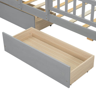 Sunvega White Twin Size Wood Platform Bed with LED Light Headboard and 2 Drawers