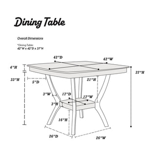Sunvega Contemporary Espresso Finish Solid Wood Counter Height Dining Table with Shelve