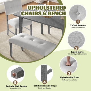 Sunvega Modern Tufted Upholstered Bench for Bedroom Dining Room Living Room