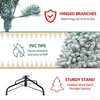 Sunvega Snow-Kissed Flocked Christmas Tree with 888 Tips and Pine Cones