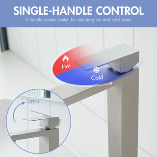 Sunvega Brushed Nickel Single Hole Waterfall Bathroom Sink Faucet with Single Handle