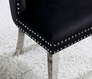 Sunvega Glam Style Wingback Dining Chairs with Upholstered Seat and Crystal-like Acrylic Buttons