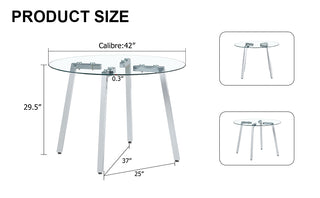 Sunvega Modern Minimalist Circular Transparent Tempered Glass Table with Golden Metal Legs
