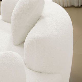 Sunvega Modern Curved Loveseat Sofa with Medium-Firm Cushion and Durable Teddy Fabric