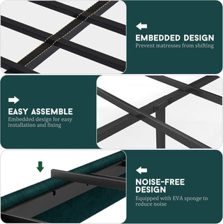 Sunvega Full Size Upholstered Platform Bed Frame With Headboard and 14'' Storage