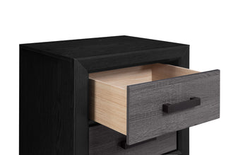 Sunvega Two-Tone Dark Gray and Black Queen Size Bed with Wood Inlay