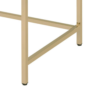 Sunvega White High Gloss Gold Finish Contemporary Vanity Desk with 2 Storage Drawers