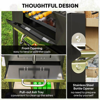 Sunvega 2 Burner Portable Gas BBQ Grill with Lid Thermometer and Foldable Legs