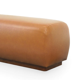 Sunvega Handcrafted Vegan Tan Leather Bench with Plush Comfort and Contemporary Design