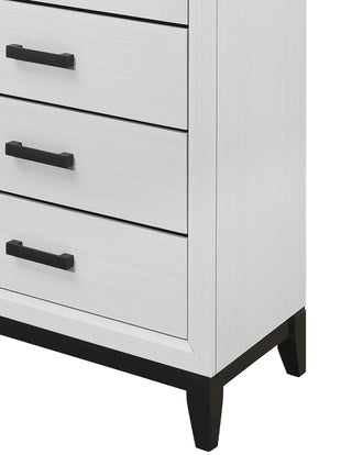 Sunvega White Finish Chest with Black Hardware and Five Drawers