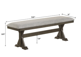 Sunvega Rustic Brown Upholstered Dining Bench with Plush Seating for Dining Room