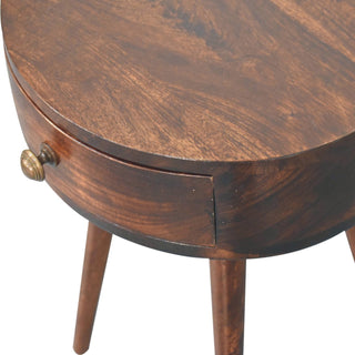 Sunvega Solid Wood Nordic California Walnut Circular Bedside Table with Drawer