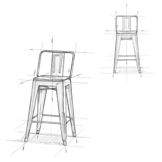 Sunvega 24 Inch Distressed White Metal Counter Height Stool Set of 2